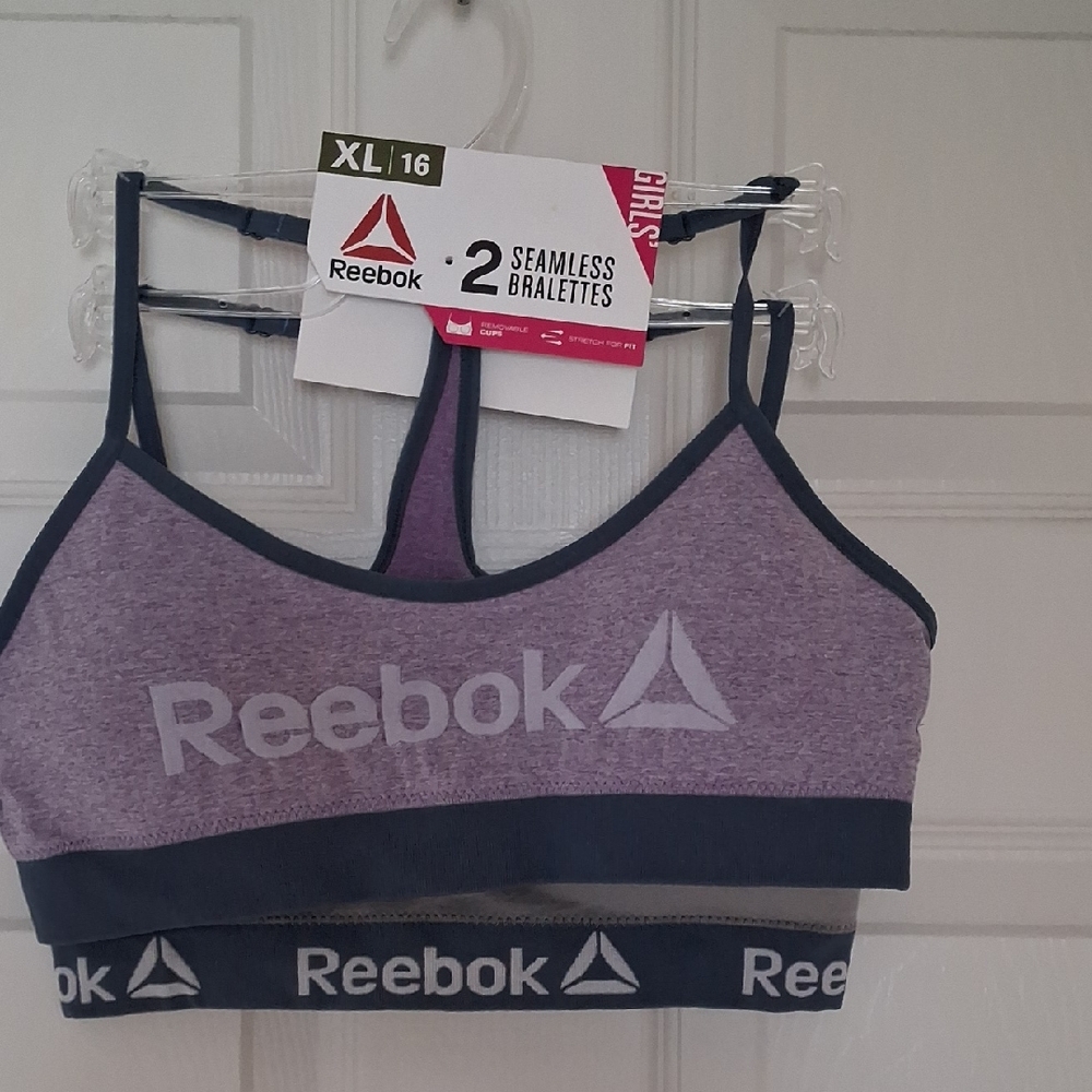 Reebok Women's Purple and Black Seamless Sports Bra